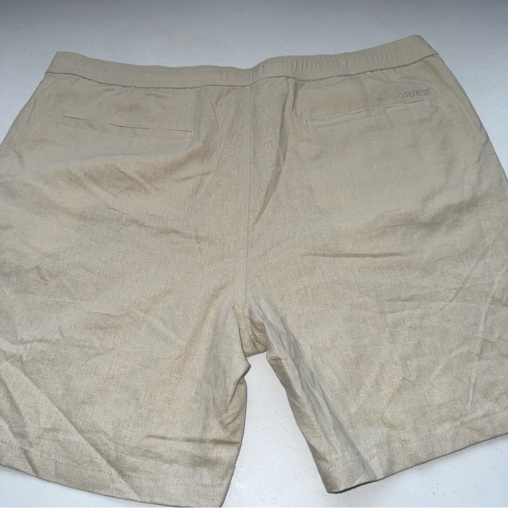 Guess Men's Linen Shorts khaki Size Xl Beige Drawstring New NWT Pockets - Picture 10 of 12